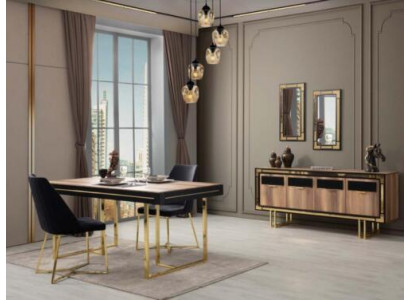 Iesszëmmermiwwel Iessdësch Braun 2-deeleg Sideboard Iesszëmmerdësch Holz Dësch