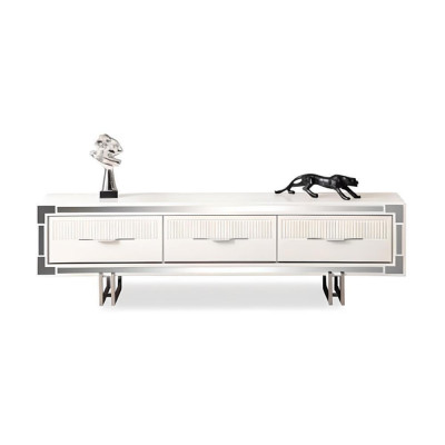 Sideboard TV Ständer Wandpanel Wäiss RTV Lowboard Modern Wunnwand