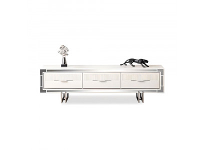 Sideboard TV Ständer Wandpanel Wäiss RTV Lowboard Modern Wunnwand