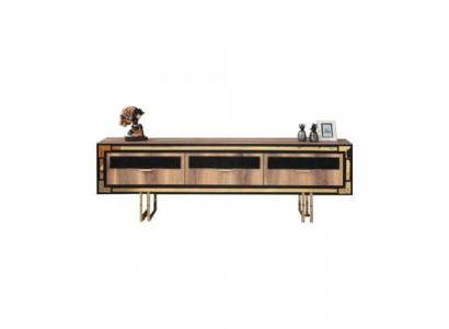 Wunnzëmmer Sideboard TV Stänner RTV Lowboard Wunnwand Holz Brong Miwwelen
