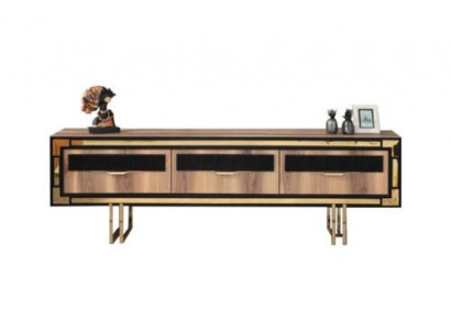 Wunnzëmmer Sideboard TV Stänner RTV Lowboard Wunnwand Holz Brong Miwwelen