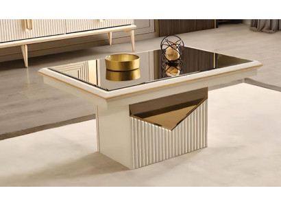 Luxus Salontafel Kaffisdësch Sofadësch Säitentësch Holz Beige Dësch