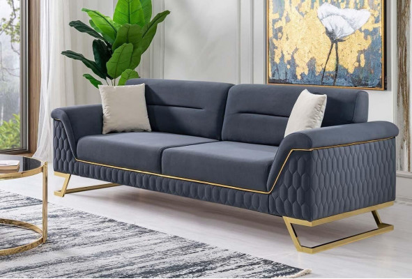 Blo Wunnzëmmer Sëtzgrupp Designer Ecksofa Luxus Moderne Fausstuhl