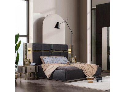 Doppelbett Komplett-Schlofzëmmerméiwele Bett Nuetsdëscher Gro 3-Delg.