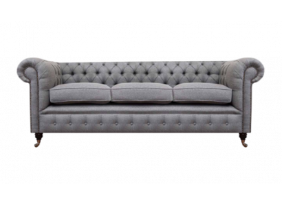 Grou Chesterfield Wunnzëmmer Textil Stoff Ariichtung Luxus Dräisëtzer Sofa