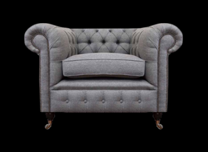 Wunnzëmmer Sessell Luxus Polster Stoff Chesterfield Textil Sëtz Nei Ariichtung