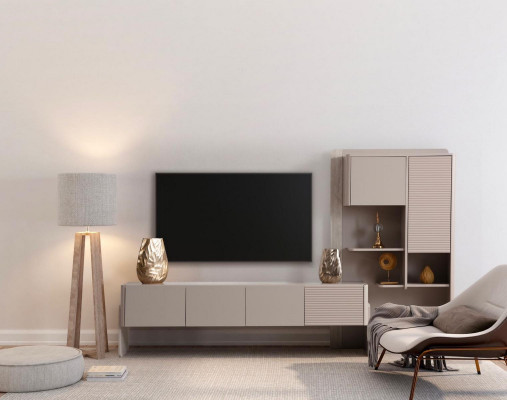 Komplett Wunnzëmmer Garnitur 3-Sëtzer Dësch Hocker Fauteuil 5tlg