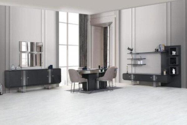 Designer Iesszëmmer Miwwelen Luxus Iessdësch Still Säitendësch 7-Stécker Set