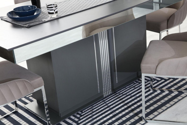 Designer Iesszëmmer Miwwelen Luxus Iessdësch Still Säitendësch 7-Stécker Set