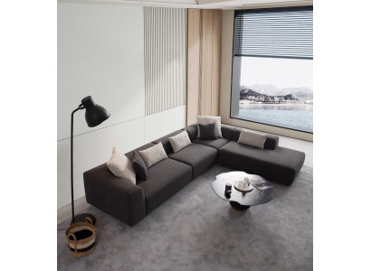 Stilvoll Ecksofa L-Form Stil Exklusiv Braun Faarf Novelitéit am Wunnzëmmer