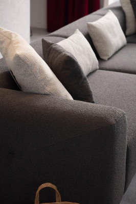 Stilvoll Ecksofa L-Form Stil Exklusiv Braun Faarf Novelitéit am Wunnzëmmer