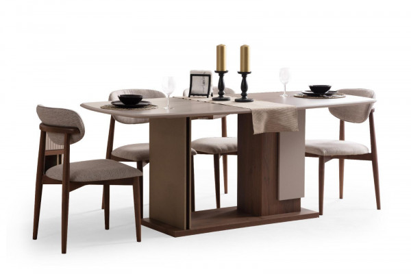 Komplett Luxus Iesszëmmer Set Iessdësch mat 4x Still Nei Modern Miwwelen 5-Stéck.