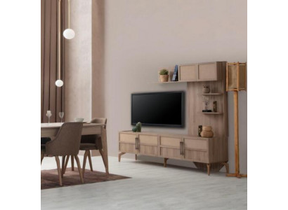 Modern Iesszëmmer Set Besteet aus Iessdësch 4x Still TV Lowboard 6tlg.