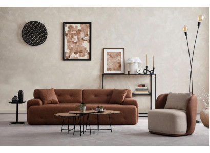 Brongen Wunnzëmmer Set Exklusiv Sofagarnitur 3+1 Sëtzer Nouveautéit 2tlg.