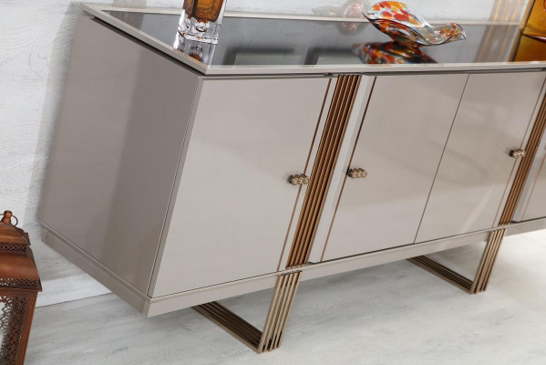Stilvoll Iesszëmmer Set Besteet aus Iessdësch+4x Stull+Kommod 6tlg.
