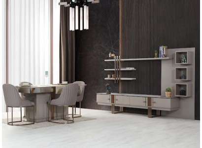 Modern Iesszëmmer Set Besteet aus Iessdësch+4x Still+Sideboard 6 Stécker.