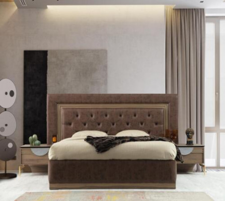 Bett 2x Nuetsdëscher 3tlg. Schlofzëmmer Set Design Luxus Schlofzëmmer Nei