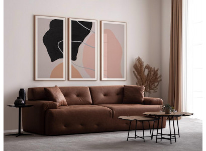3-Sëtzer Sofa Modern Holz Wunnzëmmer Miwwelen Brustfaarw Luxus Chesterfield