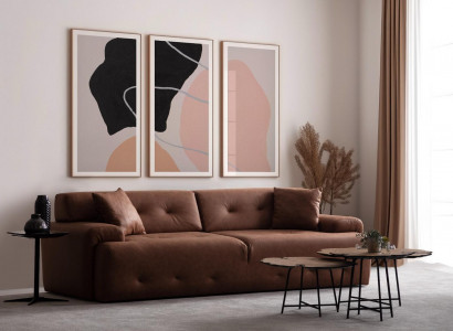 3-Sëtzer Sofa Modern Holz Wunnzëmmer Miwwelen Brustfaarw Luxus Chesterfield