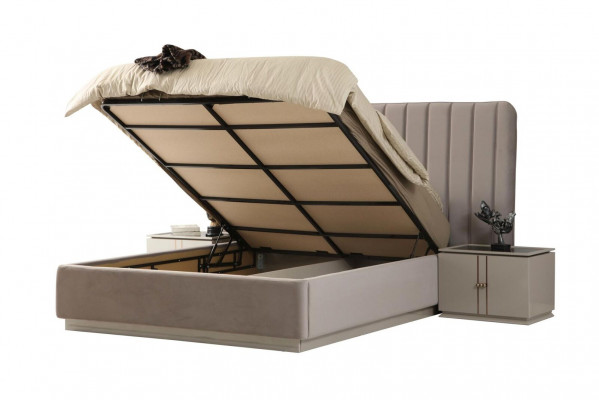 Perfekt Schlofkummer Set Elegant Luxus Bett an 2x Nuetsdëscher Modern