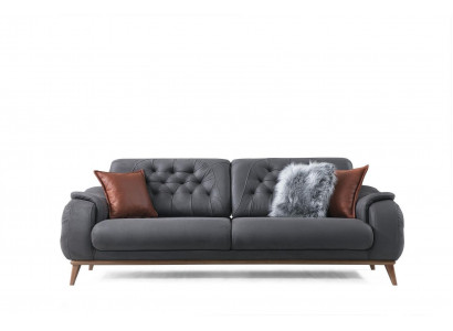 3-Sëtzer Sofa Modern Holz Wunnzëmmer Miwwelen Gro Faarf Luxus Chesterfield