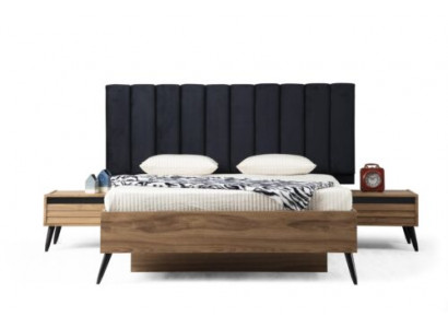 Modern Schlofzëmmer-Set besteet aus stilvollem Bett an 2x Nuetsdëscher 3tlg.