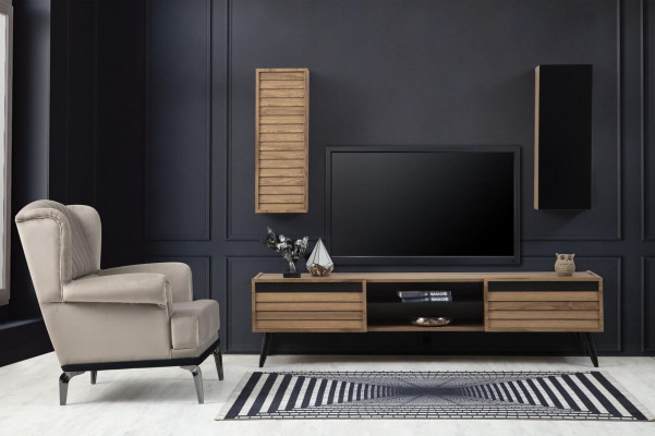 Exklusivt Wunnzëmmer Set TV-Lowboard an Sessel Luxus Design nei 2stéckeg