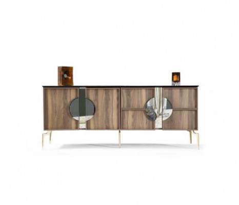 Anrichte Sideboard Luxus Designer Holz Regal Schaf Möbel Braun Kommode