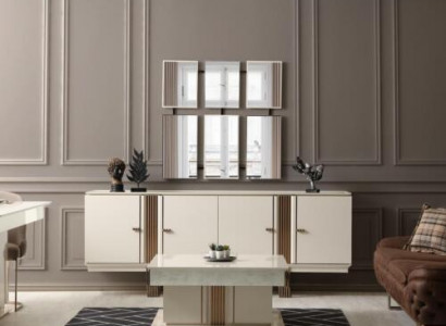 Anrichte Sideboard Luxus Designer Holz Regal Schaf Schaf Möbel Beige Kommode