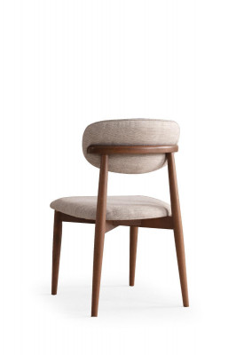 Designer Luxus Modern Iesszëmmer Stull Still Sëtz Réck Beige Holz