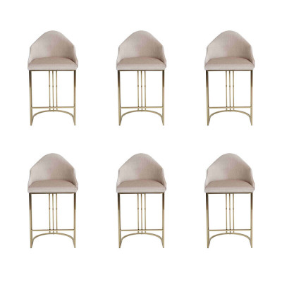 Stilvoll Iessdësch 6x Still Beige Lehnstull Miwwelen Ariichtung Sëtzkëssen Still