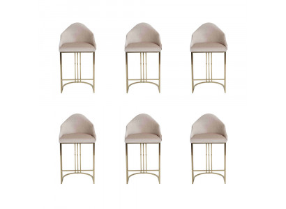 Stilvoll Iessdësch 6x Still Beige Lehnstull Miwwelen Ariichtung Sëtzkëssen Still