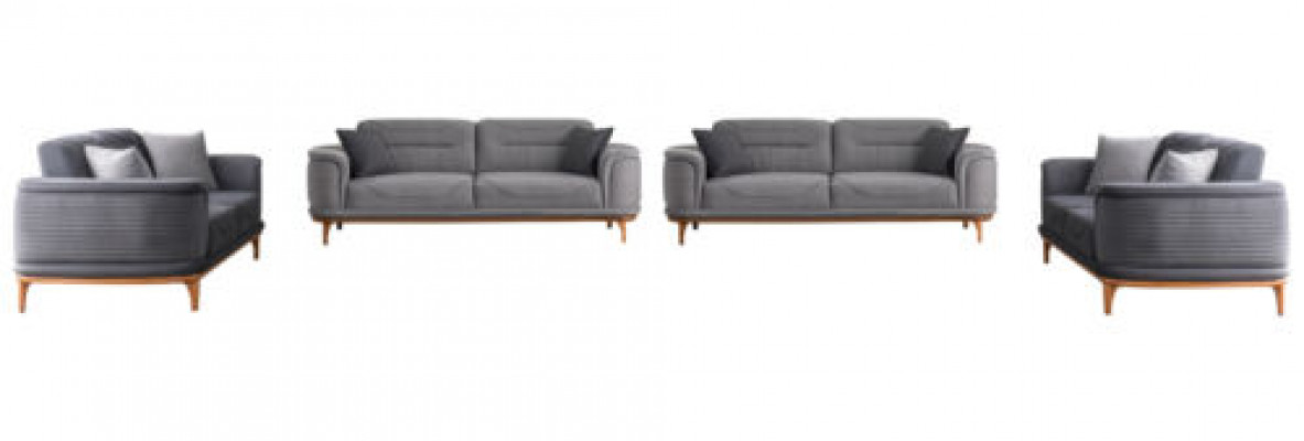 Luxuriéis Gro 4-Deeler Polstergarnitur: Drësëtzer-Canapé fir Wunnzëmmer