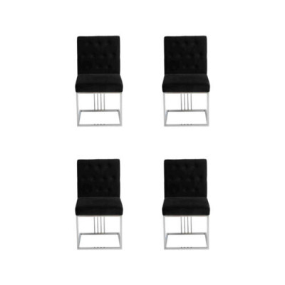 Schwaarz 4x Still Lehnstuhl Designer Iesszëmmer Miwwel Iessstill Edelstolstull