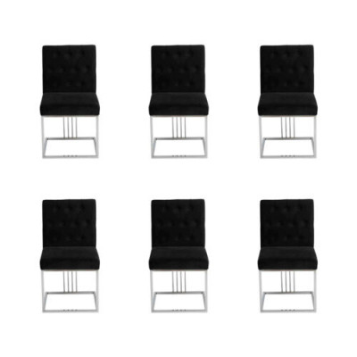 Schwaarzen Iesszëmmer 6x Still Lehnstull Designer Miwwelen Iessstill Edelstolstill