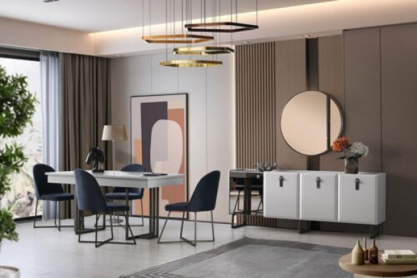 Stilvoll Iessgrupp Designer Iessdësch Luxus Sideboard Stillen 9 Stéck