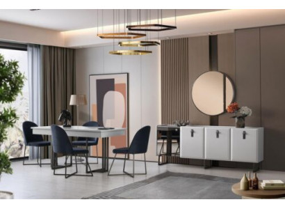 Stilvoll Iessgrupp Designer Iessdësch Luxus Sideboard Stillen 9 Stéck
