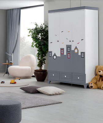 Schlofkummer Design Kleederschaf Miwwelen Jugendzëmmer Schaf Holz Nei