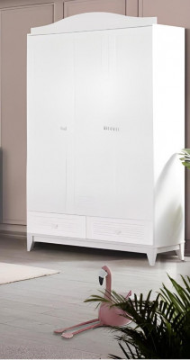 Modern Jugendzëmmer Kannerzëmmer Wäiss Set luxuriéis Bett Kleederschaf