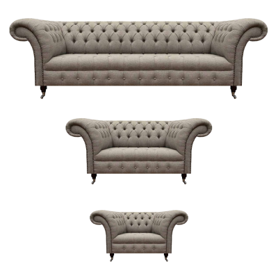 Sofagarnitur 3-deleg Polstermébel Dräisëtzer Sofa Véiersëtzer Möbel Chesterfield