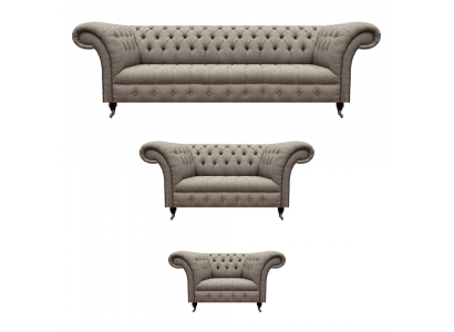 Sofagarnitur 3-deleg Polstermébel Dräisëtzer Sofa Véiersëtzer Möbel Chesterfield