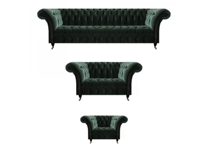 Canapé-Set Canapéen Polsterméiwel Fotell Zwéi-Sëtzer mat Véier-Sëtzer Chesterfield
