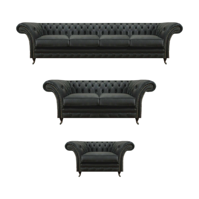 Wunnzëmmer Sofae Chesterfield Ariichtung Modern Gepolstert Set 3tlg Nei