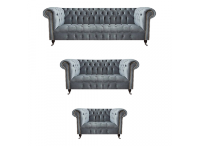 Luxus Set 3-deelzeg Sofagarnitur Wunnzëmmer Chesterfield Gro Ariichtung Neit