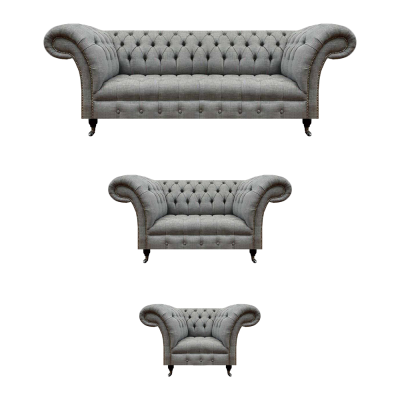 Chesterfield Sofa Set 3-deel Polstermöbel Wunnzëmmer Luxus Sëtz Ariichtung