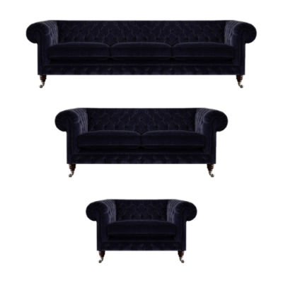 Polstermöbel Fauteuil Sofagarnitur Dräisëtzer mat Zwësesëtzer Sofae Chesterfield