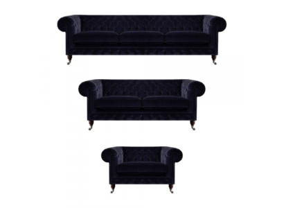 Polstermöbel Fauteuil Sofagarnitur Dräisëtzer mat Zwësesëtzer Sofae Chesterfield
