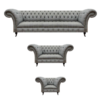 Wunnzëmmer Gro Set 3-Stéck Luxus Canapéen Canapé-Garnitur Sëtz Chesterfield