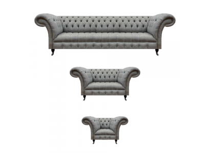Wunnzëmmer Gro Set 3-Stéck Luxus Canapéen Canapé-Garnitur Sëtz Chesterfield