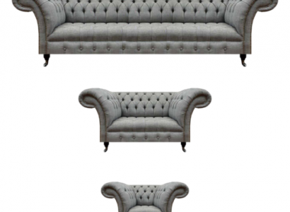 Wunnzëmmer Gro Set 3-Stéck Luxus Canapéen Canapé-Garnitur Sëtz Chesterfield